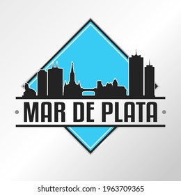 Mar del Plata, Buenos Aires Province, Argentina Skyline Logo. Adventure Landscape Design Vector City Illustration Vector illustration.