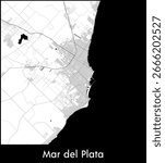 Mar del Plata city map, Argentina - Topographic vector map poster