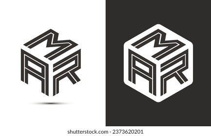 MAR letter logo design with illustrator cube logo, vector logo modern alphabet font overlap style. Premium Business logo icon. White color on black background