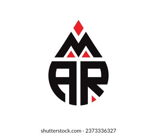 Diseño del logotipo de la forma de gota de agua de la letra MAR. Diseño sencillo del logotipo de caída MAR.