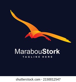 Marabou stork logo with gradient color concept