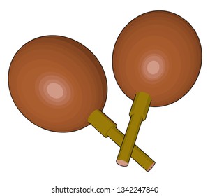 Maraca is also called rumba shaker chac-chac It is a rattle which appears in many genres of Caribbean and Latin music vector color drawing or illustration