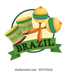 Maraca and drum of brazil design