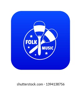 Maraca icon blue vector isolated on white background