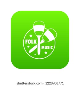 Maraca icon green vector isolated on white background