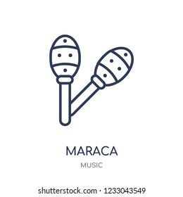 Maraca icon. Maraca linear symbol design from music collection. Simple outline element vector illustration on white background