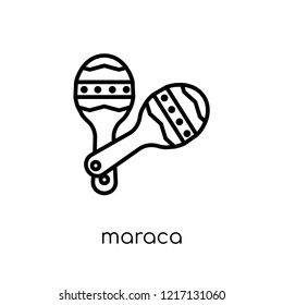 maraca icon. Trendy modern flat linear vector maraca icon on white background from thin line collection, outline vector illustration