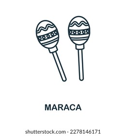 Icono de la línea Maraca. Elemento sencillo de la colección de instrumentos musicales. Icono de esquema de Maraca Creativa para diseño web, plantillas, infografías y más