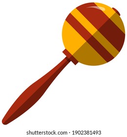Maraca, music icon, flat vector illustration isolated on white background. Mexican percussion musical instrument.