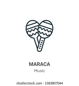 Maraca outline vector icon. Thin line black maraca icon, flat vector simple element illustration from editable music concept isolated on white background