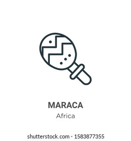 Maraca outline vector icon. Thin line black maraca icon, flat vector simple element illustration from editable africa concept isolated on white background