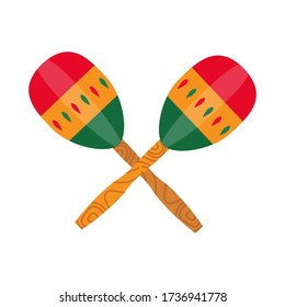 Maraca, rumba shaker or chac-chac is traditional ethnic music instrument in Mexico, Latin America and Caribs. Pair colorful ornamented maracas rattles made from gourds.