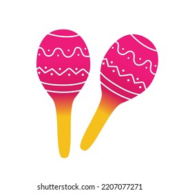 Maraca, shaker or chac-chac, musical instrument for carnival or festival. Vector illustration