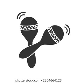 Maraca sign, maracas, cinco de mayo symbol, Mexican culture, black filled vector illustration