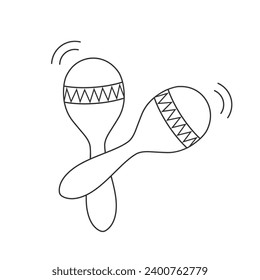 Maraca sign, maracas, cinco de mayo symbol, Mexican culture, black filled vector illustration line icon