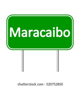 Maracaibo road sign isolated on white background.