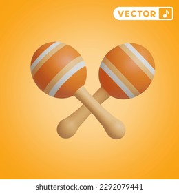 Maracas 3D-Vektorsymbol-Set auf orangefarbenem Hintergrund