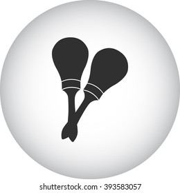 Maracas black simple icon on round background