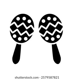 Maracas clip art traditional music. A pair of black silhouette maracas isolated on white background. Mexican music clip art. Cinco de Mayo graphic resource