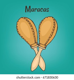 Maracas. Colored hand drawn vector illustration