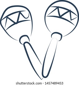 Maracas drawing, illustration, vector on white background.