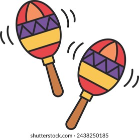Maracas flat color icon vector illustration