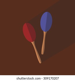 Maracas flat icon with long shadow
