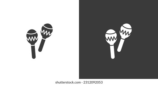 Maracas flat web icon. Maracas logo. Percussion instrument simple maracas sign silhouette icon with invert color. Maracas solid black icon vector design. Musical instruments concept