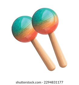 maracas, fun toy for musical activity icon isolated