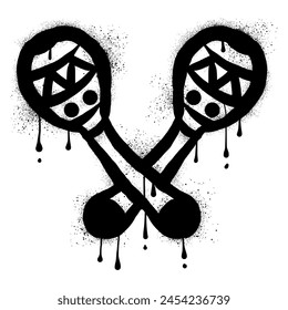 Maracas graffiti drawn with black spray paint