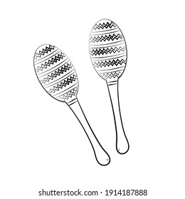 maracas hand draw icon isolated on white background. vector