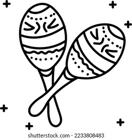 Maracas hand drawn icon vector design