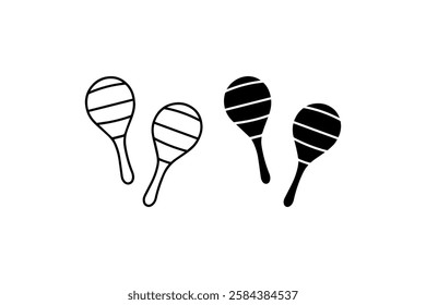 Maracas Icon in Black and White vector