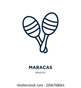 maracas icon from brazilia collection. Thin linear maracas, guitar, music outline icon isolated on white background. Line vector maracas sign, symbol for web and mobile