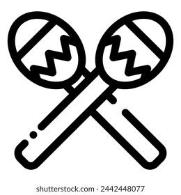 icono de maracas en estilo de línea discontinua