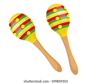 Maracas icon flat, cartoon style. Beanbag is isolated on white background. Vector illustration, clip art