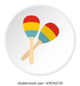 Maracas icon in flat circle isolated vector illustration for web