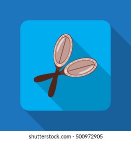 Maracas icon in flat design with long shadows, vector