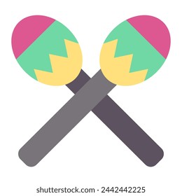 Maracas-Ikone im flachen Stil
