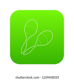Maracas icon green vector isolated on white background