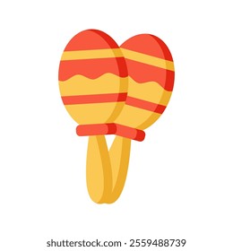 Maracas Icon Illustration with bright color palette in flat design style. Perfect for Mexican-themed designs or celebrations
