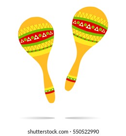 Maracas, maracas icon, musical instrument, beanbag. Flat design, vector illustration. Vector.