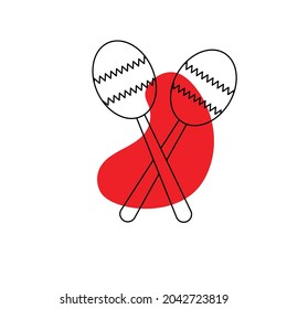 Maracas icon on a red abstract background.