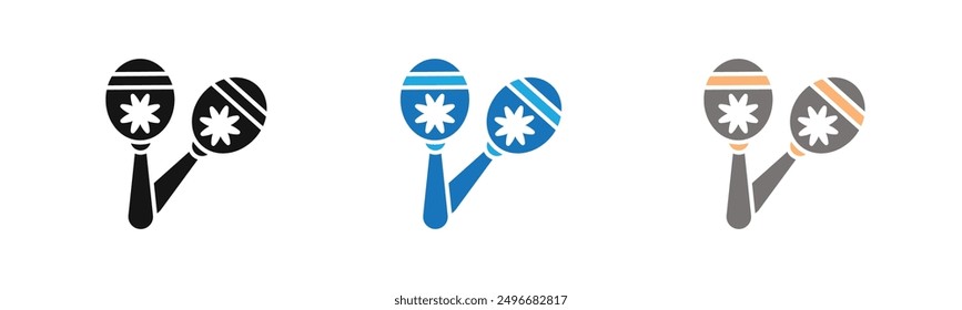 Maracas icon outline collection or set in black and white