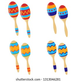 Maracas icon. Set of Mexican maracas. Musical instrument maracas. Vector illustration.