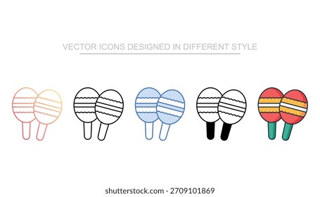 Conjunto de iconos de Maracas Vector stock con fondo blanco