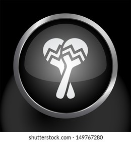 Maracas Icon Symbol with Glass Button Background