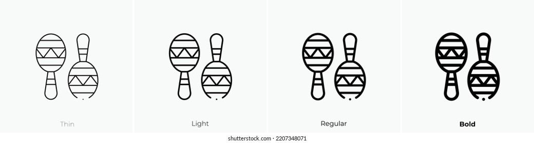 maracas icon. Thin, Light Regular And Bold style design isolated on white background