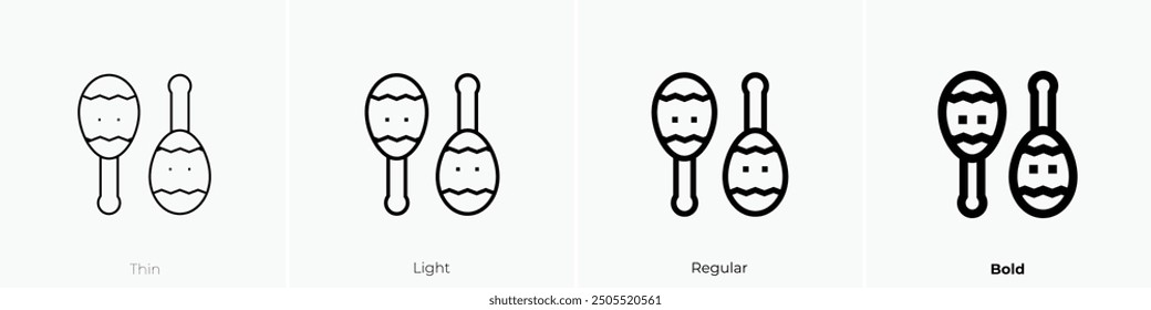 maracas icon. Thin, Light Regular And Bold style design isolated on white background