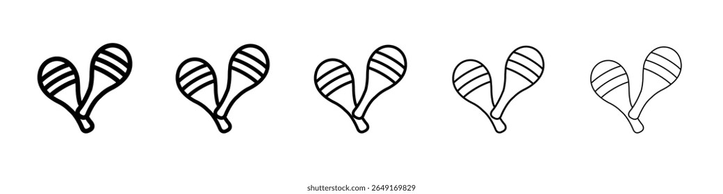 Maracas icon thin outline logo mark set